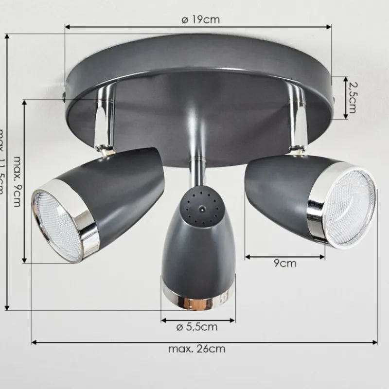 Lampes Industrielles-hofstein Plafonnier Idlewild LED Noir, 3 lumières