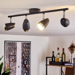 Lampes Industrielles-hofstein Plafonnier Idlewild LED Noir, 4 lumières