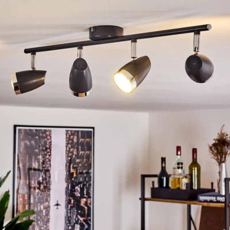 Lampes Industrielles-hofstein Plafonnier Idlewild LED Noir, 4 lumières