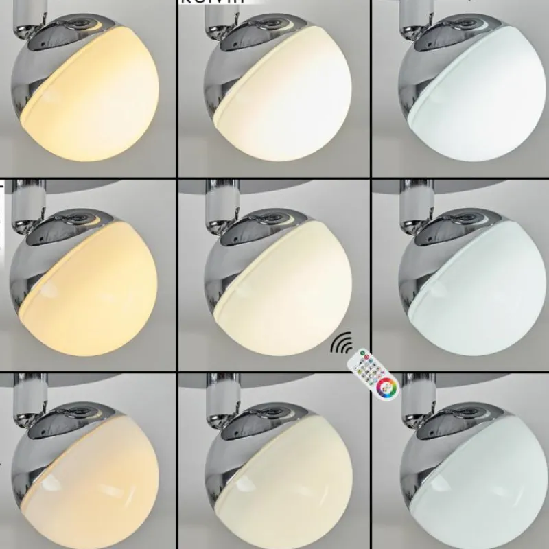 Idual Plafonnier Olivine LED Chrome, 1 lumière, Télécommandes, Changeur de couleurs