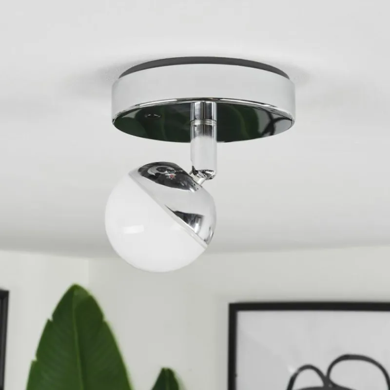 Idual Plafonnier Olivine LED Chrome, 1 lumière, Télécommandes, Changeur de couleurs