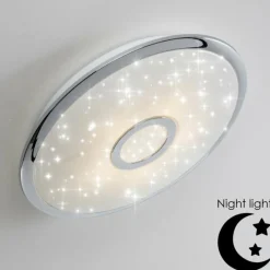 hofstein Plafonnier Jamton LED Chrome, 1 lumière, Télécommandes