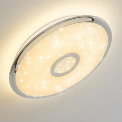 hofstein Plafonnier Jamton LED Chrome, 1 lumière, Télécommandes