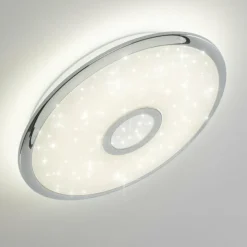 hofstein Plafonnier Jamton LED Chrome, 1 lumière, Télécommandes