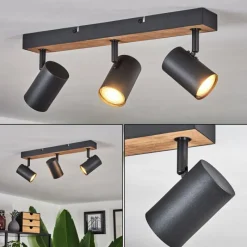 Luminaires Scandinaves-hofstein Plafonnier Javel Brun, Couleur bois, Noir, 3 lumières