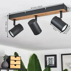 Luminaires Scandinaves-hofstein Plafonnier Javel Brun, Couleur bois, Noir, 3 lumières