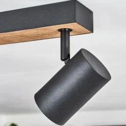 Luminaires Scandinaves-hofstein Plafonnier Javel Brun, Couleur bois, Noir, 3 lumières