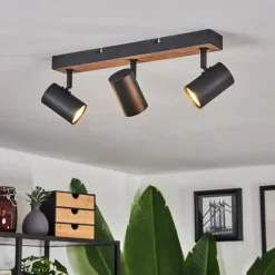 Luminaires Scandinaves-hofstein Plafonnier Javel Brun, Couleur bois, Noir, 3 lumières