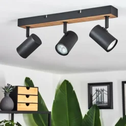 Luminaires Scandinaves-hofstein Plafonnier Javel Brun, Couleur bois, Noir, 3 lumières
