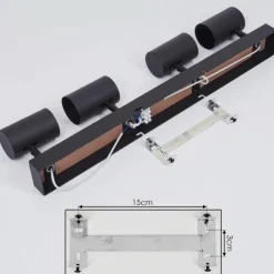 Luminaires Scandinaves-hofstein Plafonnier Javel Brun, Couleur bois, Noir, 4 lumières