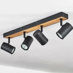 Luminaires Scandinaves-hofstein Plafonnier Javel Brun, Couleur bois, Noir, 4 lumières