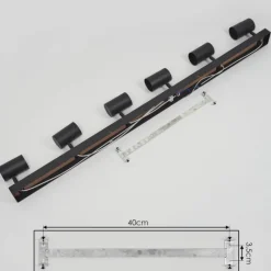 Luminaires Scandinaves-hofstein Plafonnier Javel Brun, Couleur bois, Noir, 6 lumières