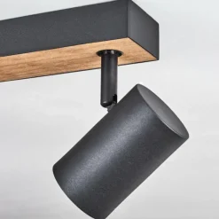 Luminaires Scandinaves-hofstein Plafonnier Javel Brun, Couleur bois, Noir, 6 lumières