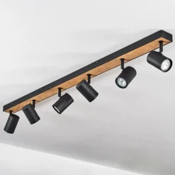 Luminaires Scandinaves-hofstein Plafonnier Javel Brun, Couleur bois, Noir, 6 lumières