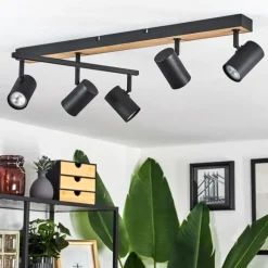 Luminaires Scandinaves-hofstein Plafonnier Javel Brun, Couleur bois, Noir, 5 lumières