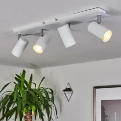 hofstein Plafonnier Javel Chrome, Blanc, 4 lumières* Spots Et Projecteurs