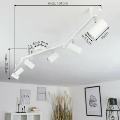 hofstein Plafonnier Javel Chrome, Blanc, 6 lumières