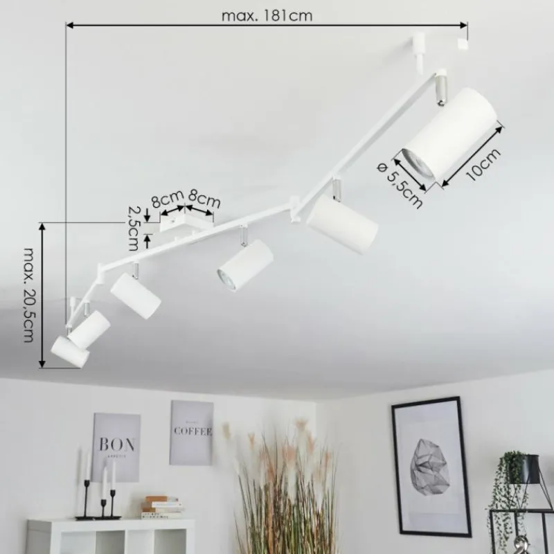 hofstein Plafonnier Javel Chrome, Blanc, 6 lumières