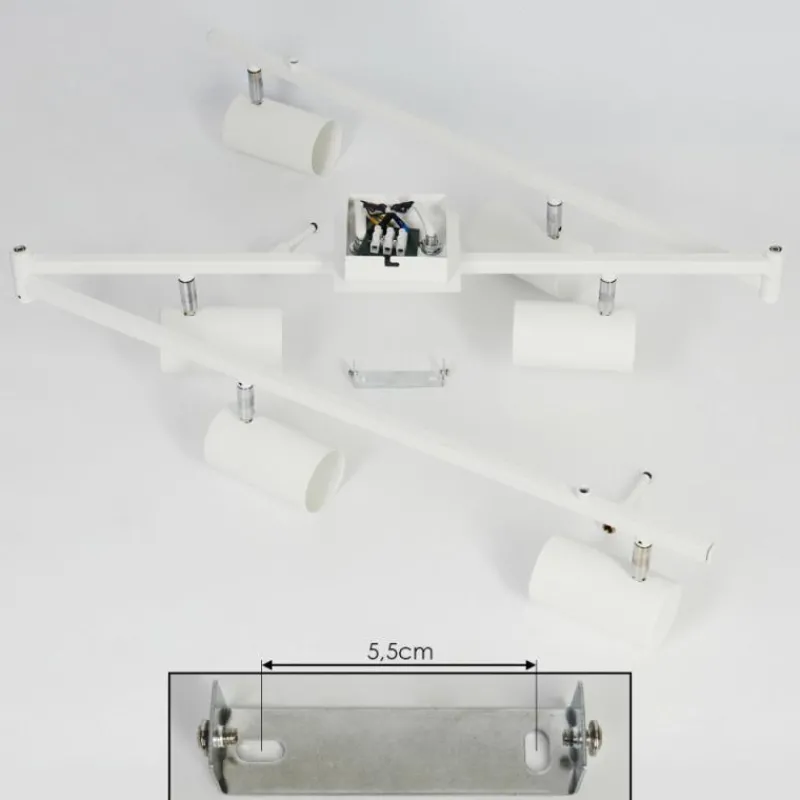 hofstein Plafonnier Javel Chrome, Blanc, 6 lumières