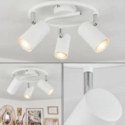 hofstein Plafonnier Javel Chrome, Blanc, 3 lumières* Spots Et Projecteurs