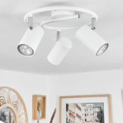 hofstein Plafonnier Javel Chrome, Blanc, 3 lumières* Spots Et Projecteurs
