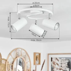 hofstein Plafonnier Javel Chrome, Blanc, 3 lumières* Spots Et Projecteurs