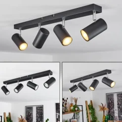 hofstein Plafonnier Javel Chrome, Noir, 4 lumières