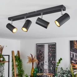 hofstein Plafonnier Javel Chrome, Noir, 4 lumières