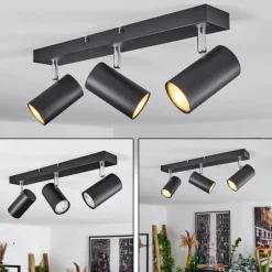 hofstein Plafonnier Javel Chrome, Noir, 3 lumières