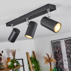 hofstein Plafonnier Javel Chrome, Noir, 3 lumières