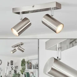 hofstein Plafonnier Javel Chrome, Nickel mat, 2 lumières