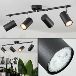 hofstein Plafonnier Javel Chrome, Noir, 4 lumières