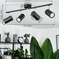 hofstein Plafonnier Javel Chrome, Noir, 4 lumières