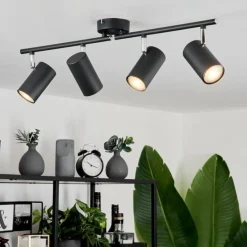 hofstein Plafonnier Javel Chrome, Noir, 4 lumières