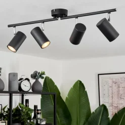 hofstein Plafonnier Javel Chrome, Noir, 4 lumières