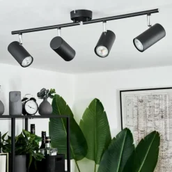 hofstein Plafonnier Javel Chrome, Noir, 4 lumières