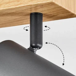 hofstein Plafonnier Javel Couleur bois, Noir, 2 lumières