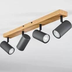 hofstein Plafonnier Javel Couleur bois, Noir, 4 lumières