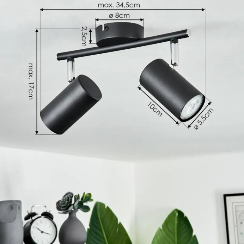 hofstein Plafonnier Javel Noir, 2 lumières* Spots Et Projecteurs