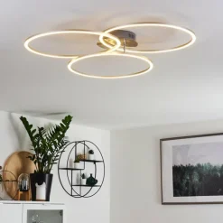 hofstein Plafonnier Johsa LED Nickel mat, Argenté, 3 lumières