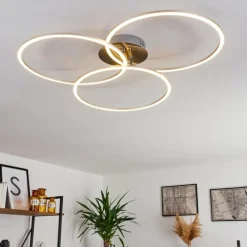 hofstein Plafonnier Johsa LED Nickel mat, Argenté, 3 lumières