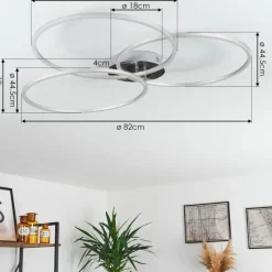 hofstein Plafonnier Johsa LED Nickel mat, Argenté, 3 lumières