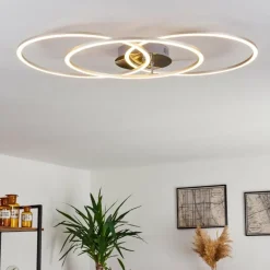 hofstein Plafonnier Johsa LED Nickel mat, Argenté, 3 lumières