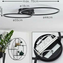 hofstein Plafonnier Johsa LED Noir, 2 lumières