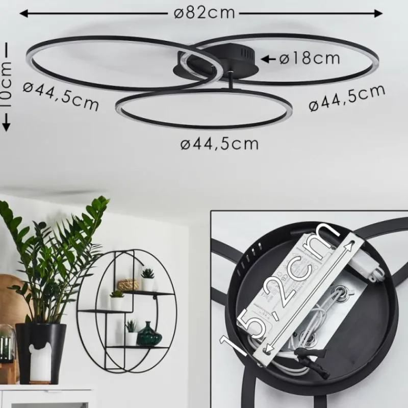 hofstein Plafonnier Johsa LED Noir, 3 lumières