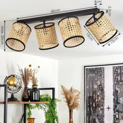 Luminaires Scandinaves-hofstein Plafonnier Jonas Noir, 4 lumières