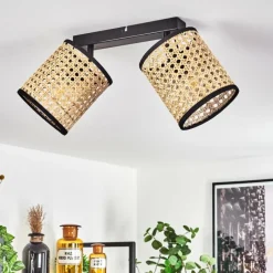 Style Boho-Chic-hofstein Plafonnier Jonas Noir, 2 lumières