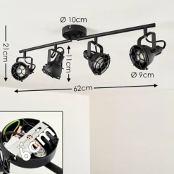 Lampes Industrielles-hofstein Plafonnier Jonsered LED Noir, 4 lumières