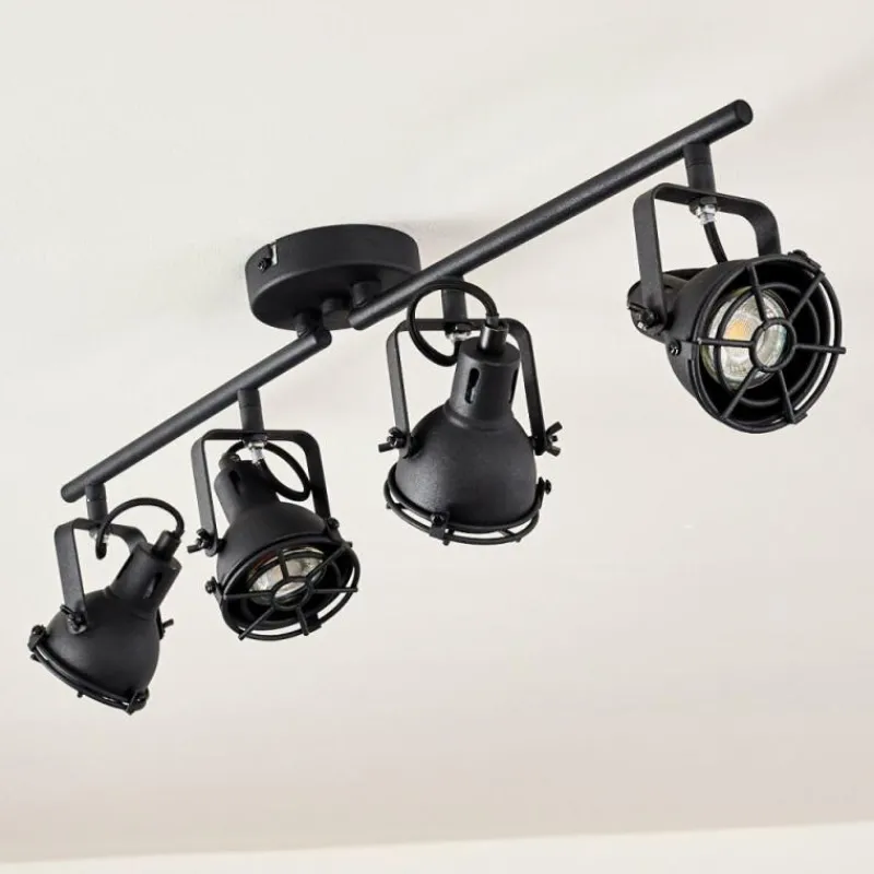 Lampes Industrielles-hofstein Plafonnier Jonsered LED Noir, 4 lumières