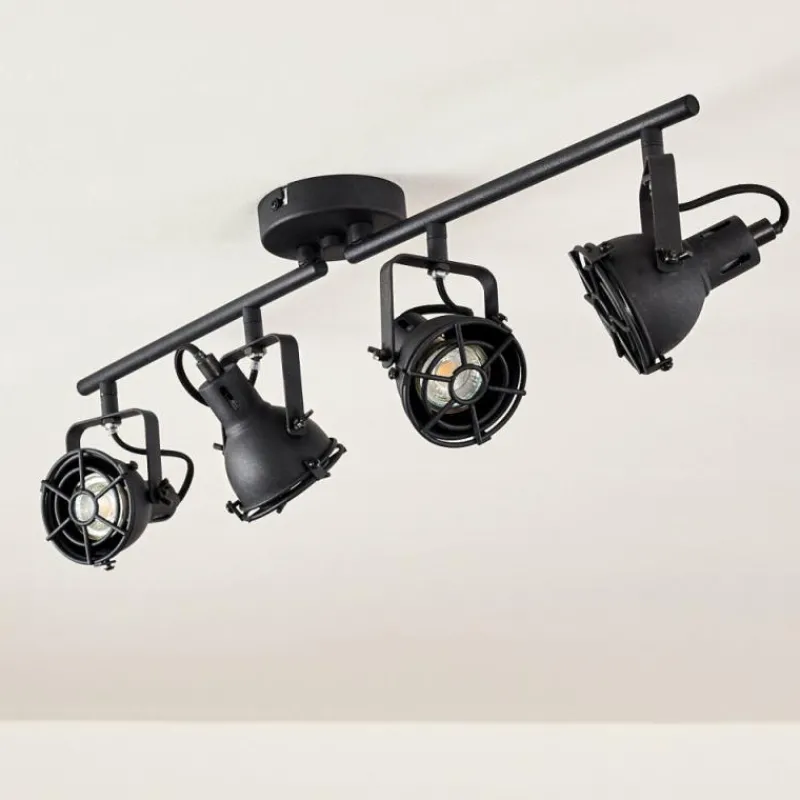 Lampes Industrielles-hofstein Plafonnier Jonsered LED Noir, 4 lumières
